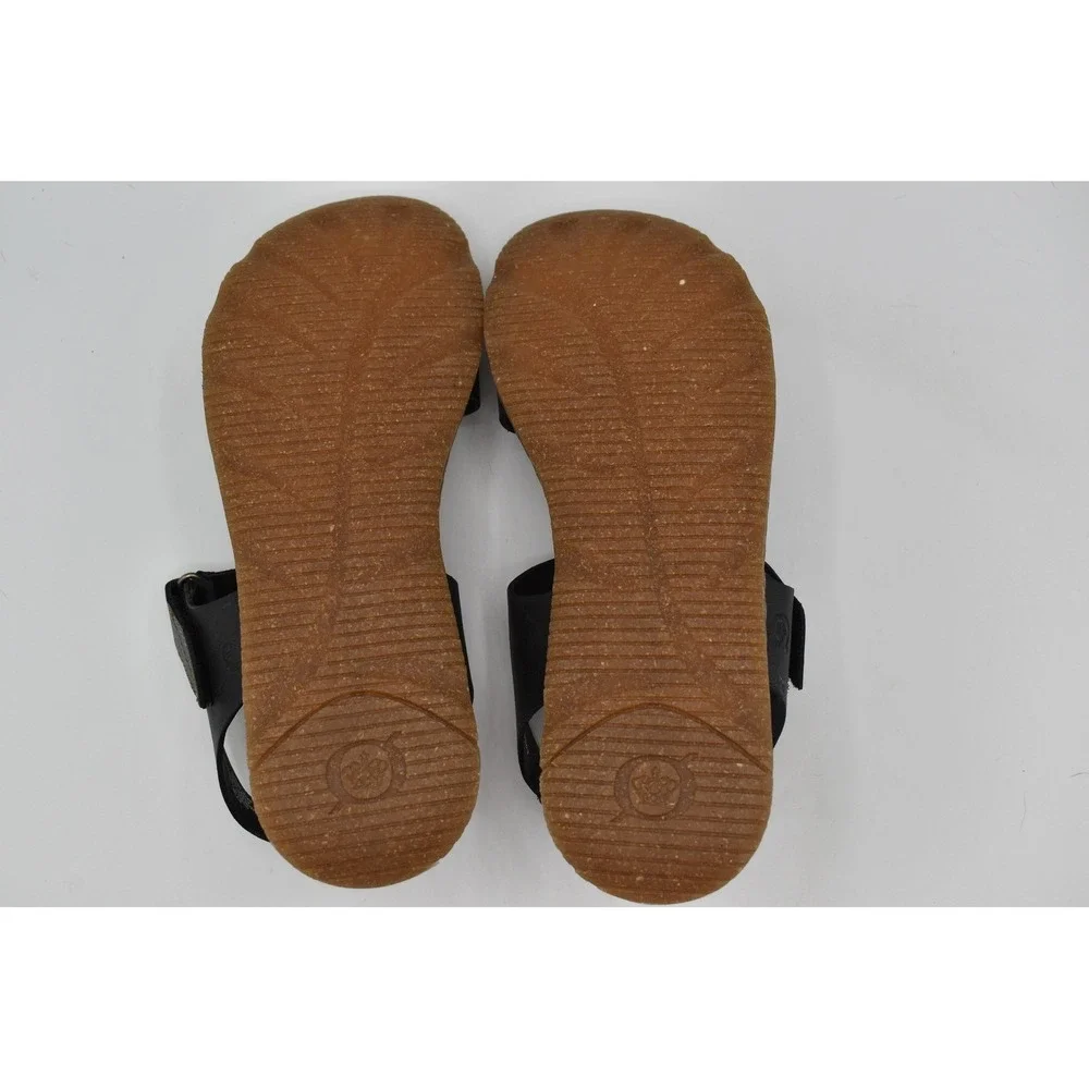 Born Womens Size 11 Tabra Black Full Grain Leather Strappy Flats Sandals Shoes